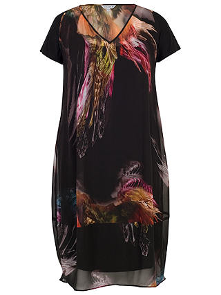 Chesca Feather Print Dress, Black