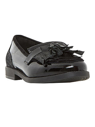 Dune Goodie Fringed Loafers, Black
