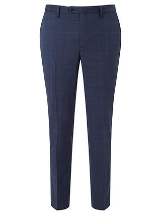 Hackett London Super 110s Wool Windowpane Check Chelsea Regular Fit Suit Trousers, Cornflower