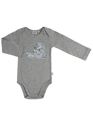 Wheat Baby Long Sleeve Polar Bear Print Bodysuit, Grey