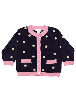 Margherita Kids Baby Dot Knit Cardigan, Eclipse/Pink