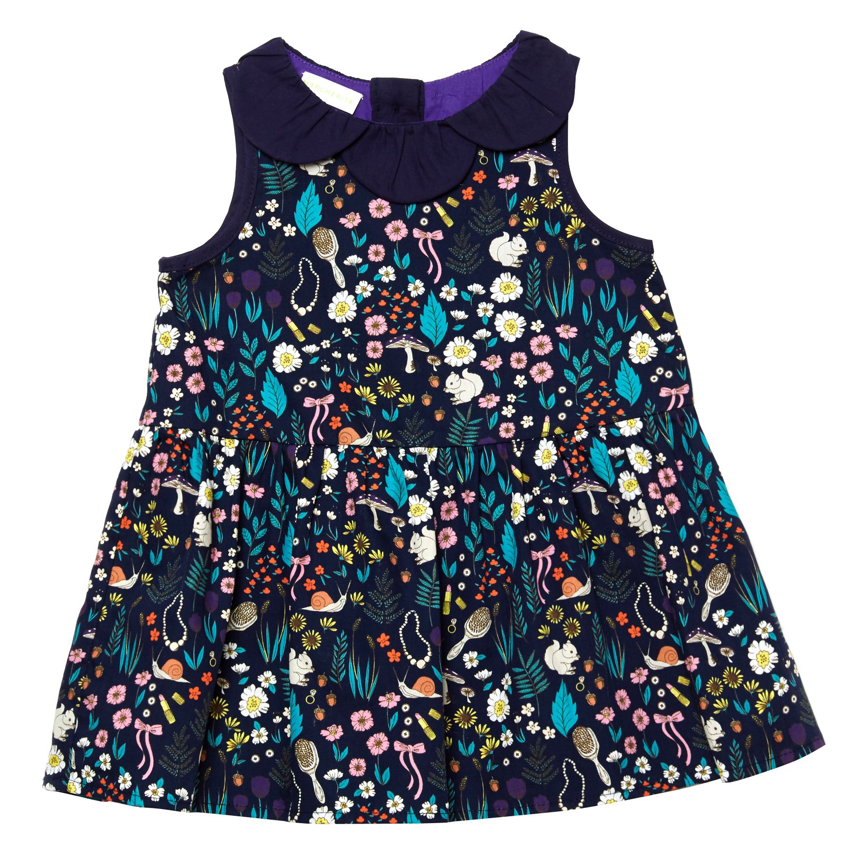 Margherita Kids Baby Floral Print Dress, Navy/Multi, 9-12 months