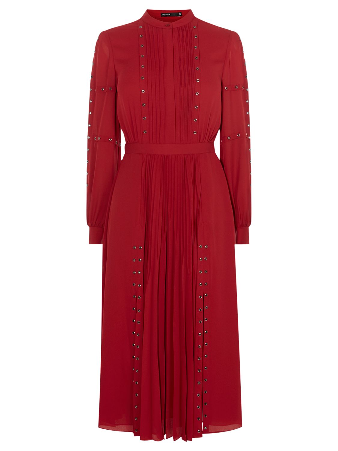Karen Millen Fashion Eyelet Dress, Dark Red