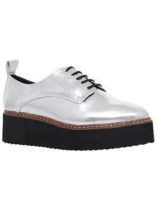 KG by Kurt Geiger Kyack Lace Up Platform Shoes, Silver Leather