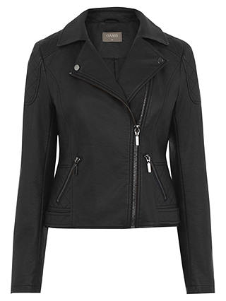Oasis Faux Leather Biker Jacket, Black