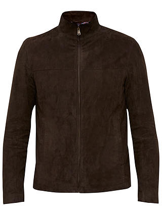 Ted Baker Gregg Suede Leather Jacket, Chocolate