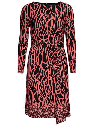 Gina Bacconi Animal Print Jersey Dress, Coral