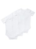 John Lewis Baby Pima Cotton Short Sleeve Bodysuit, Pack of 3, White