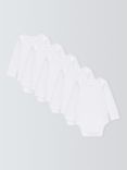 John Lewis Baby Long Sleeve GOTS Organic Cotton Bodysuit, Pack of 5, White