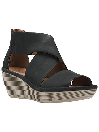 Clarks Clarene Glamor Wedge Heeled Sandals, Black