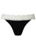 John Lewis ANYDAY Lace Trim Tanga Knickers, Pack of 3, Black/Cream