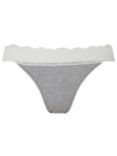 John Lewis ANYDAY Lace Trim Tanga Knickers, Pack of 3, Grey Marl/Cream