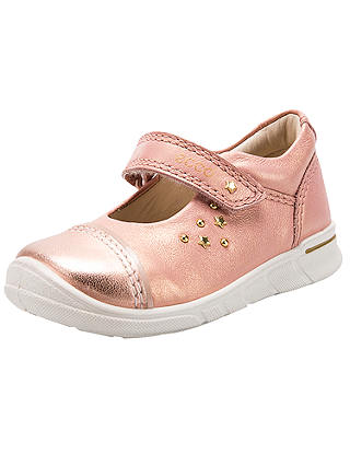 ECCO Children's Star Riptape Leather First Mary-Jane Shoes, Metallic Pink
