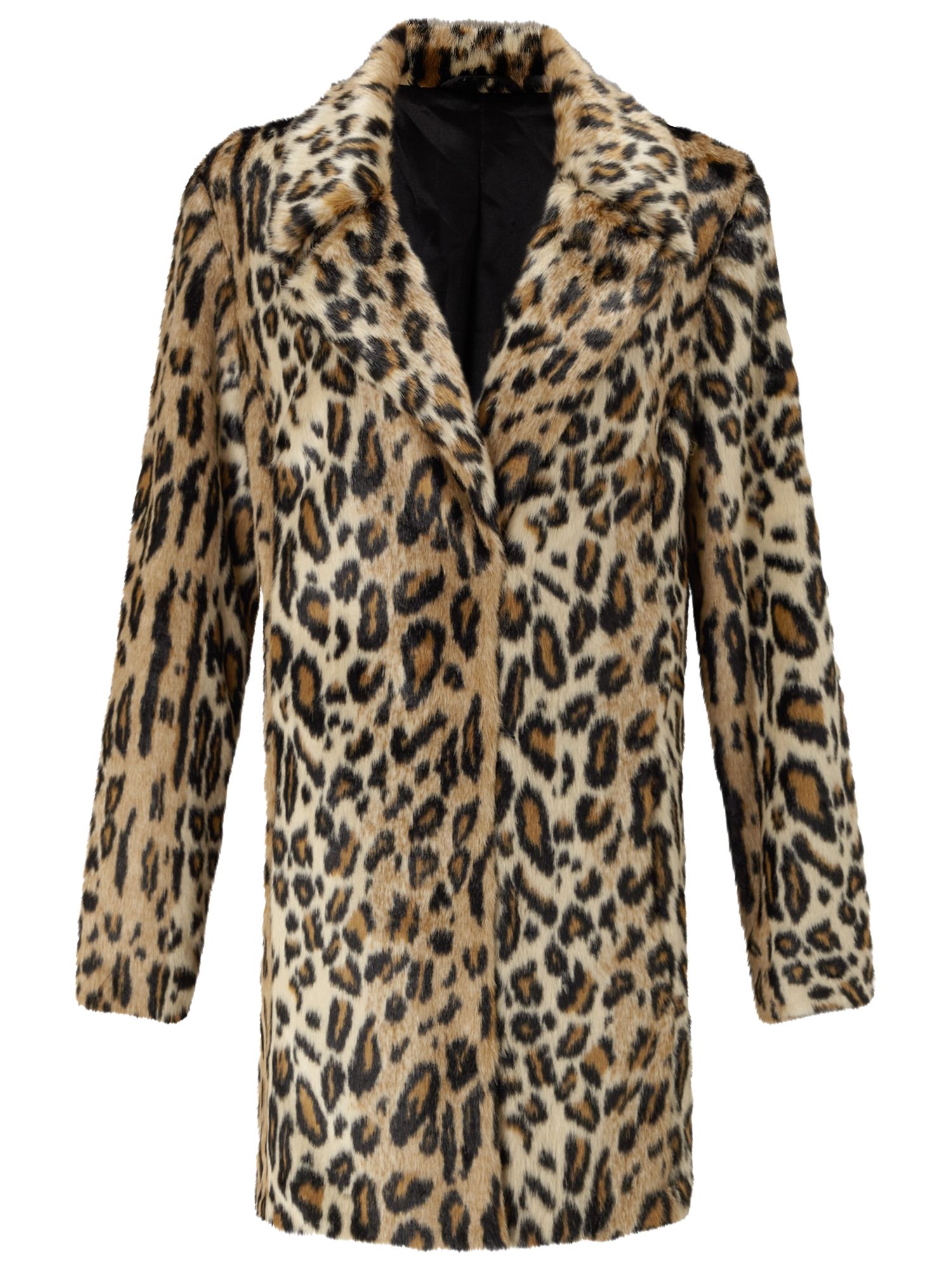 Miss Selfridge Leopard Print Faux Fur Coat, Mid Brown