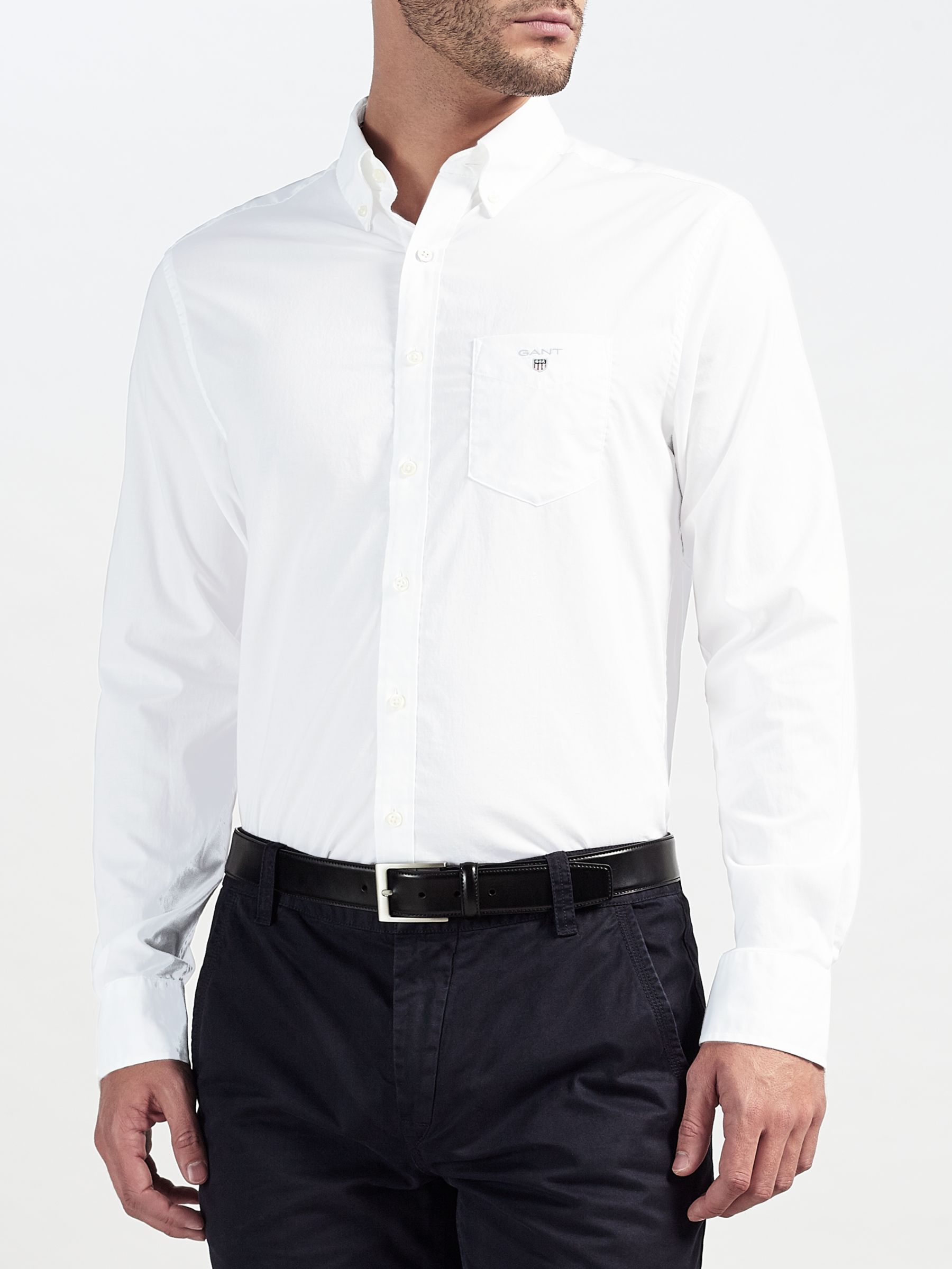 plafond 945 Allergisch GANT Plain Broadcloth Regular Fit Shirt, White at John Lewis & Partners
