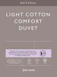 John Lewis Natural Light Cotton Comfort Duvet, 4.5 Tog