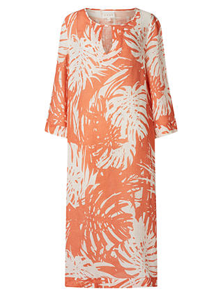 East Linen Palm Kaftan Maxi Dress, Orange