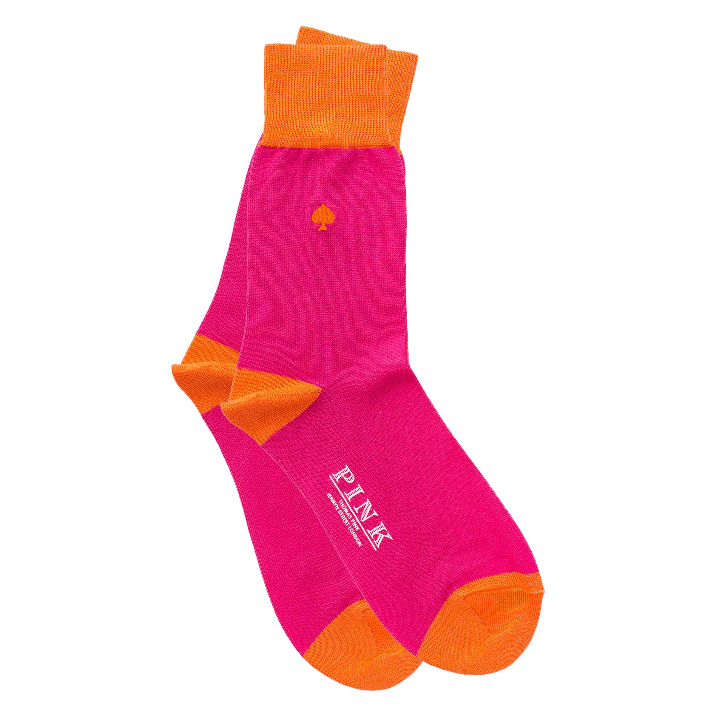 Thomas Pink Card Suit Socks, Pink/Orange, S/M