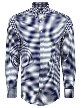 GANT Gingham Check Cotton Long Sleeve Shirt, Persian Blue
