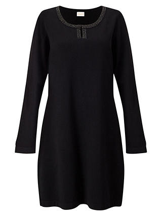 East Beaded Jersey Tunic Dress, Black