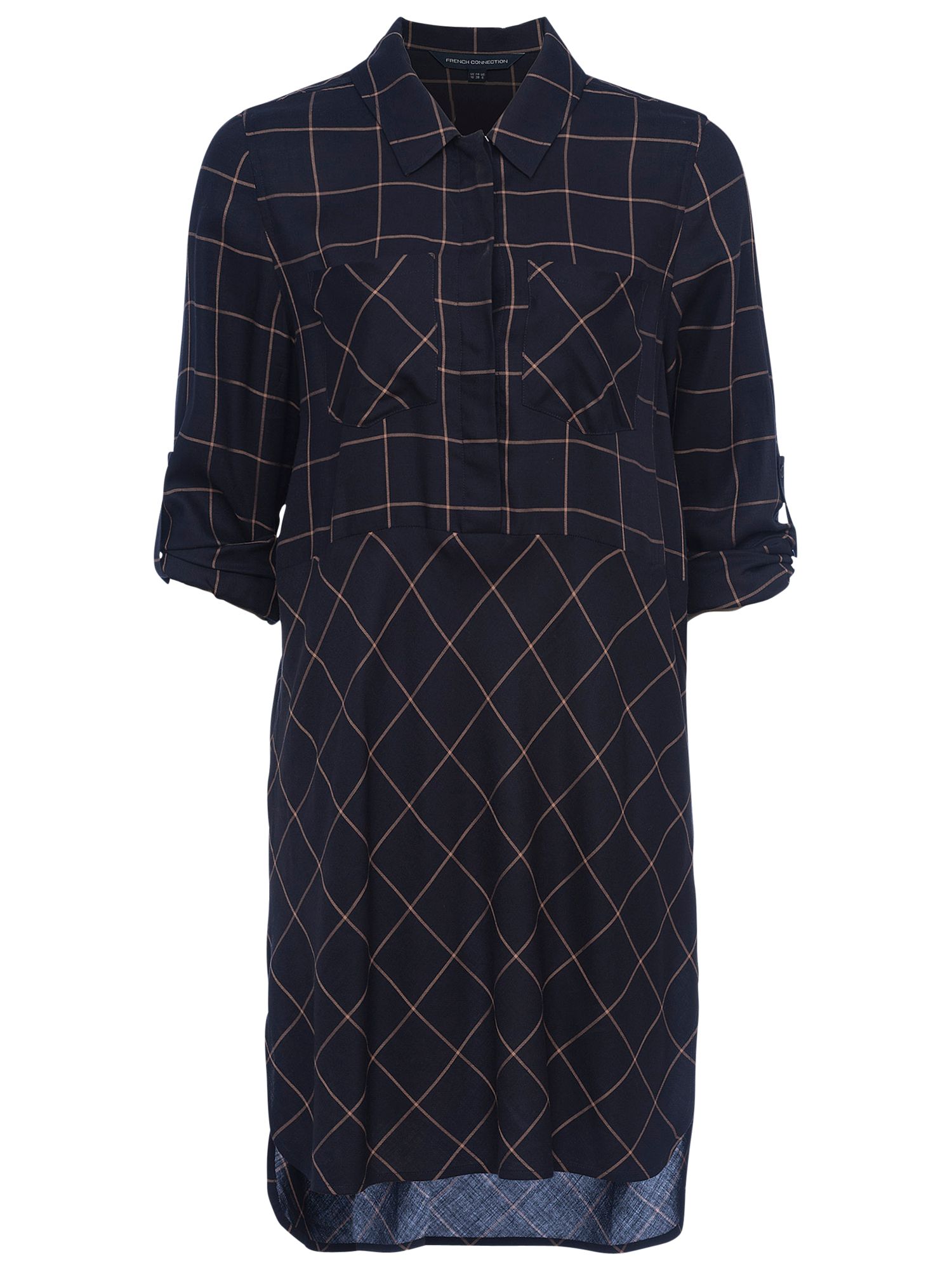 French Connection Fast Darla Dress, Utility Blue/Indian Tan