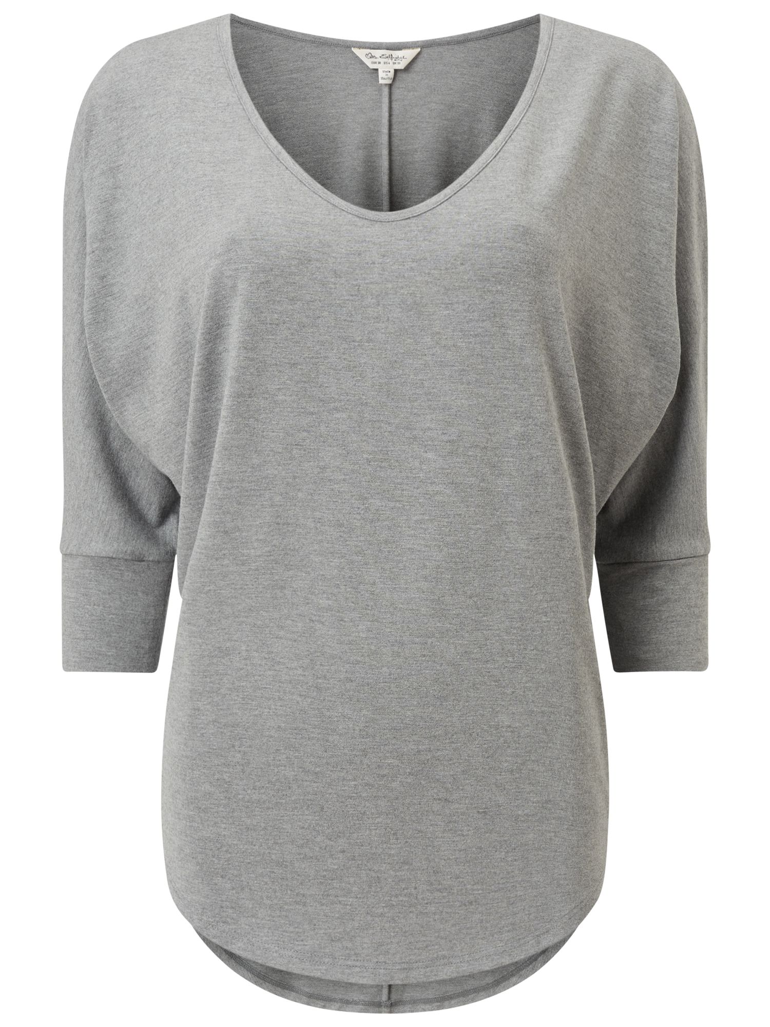 Miss Selfridge Three Quarter Sleeve T-Shirt, Grey