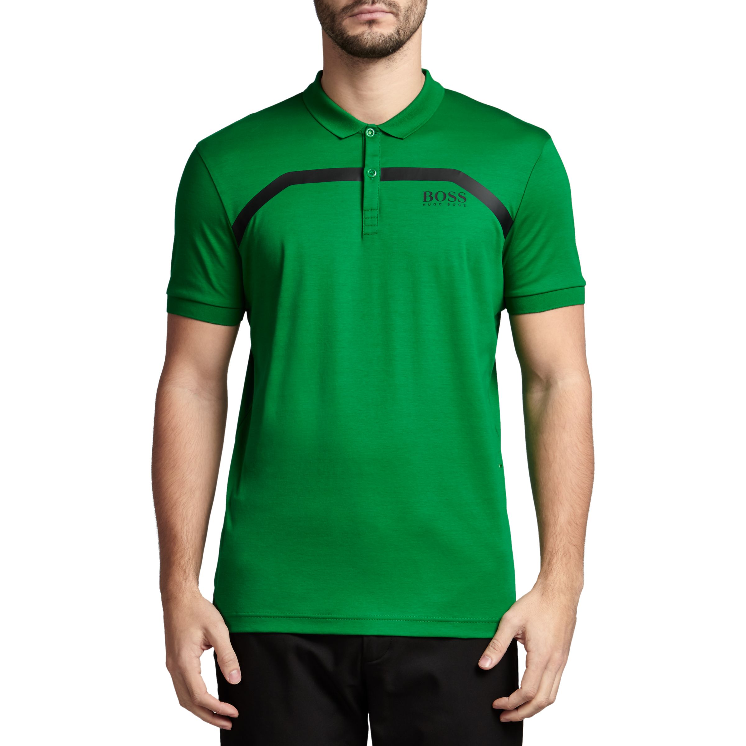BOSS Green Pro Golf Paule Pro 1 Stripe Polo Shirt, Open Green