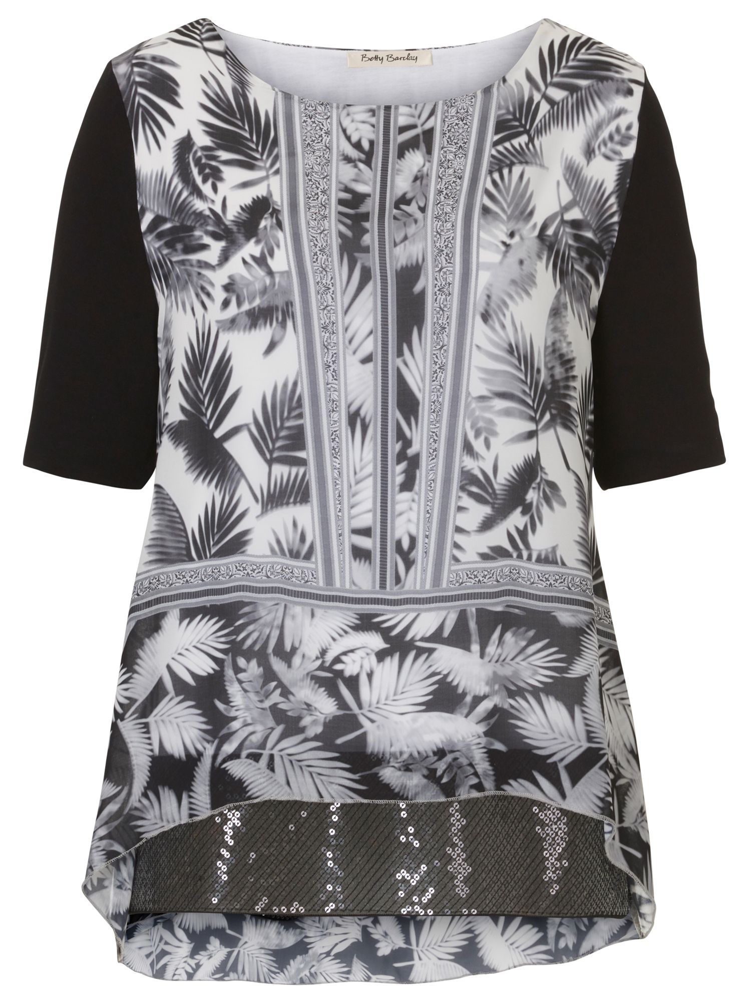 Betty Barclay Print and Sequin Tunic Top, Black/White