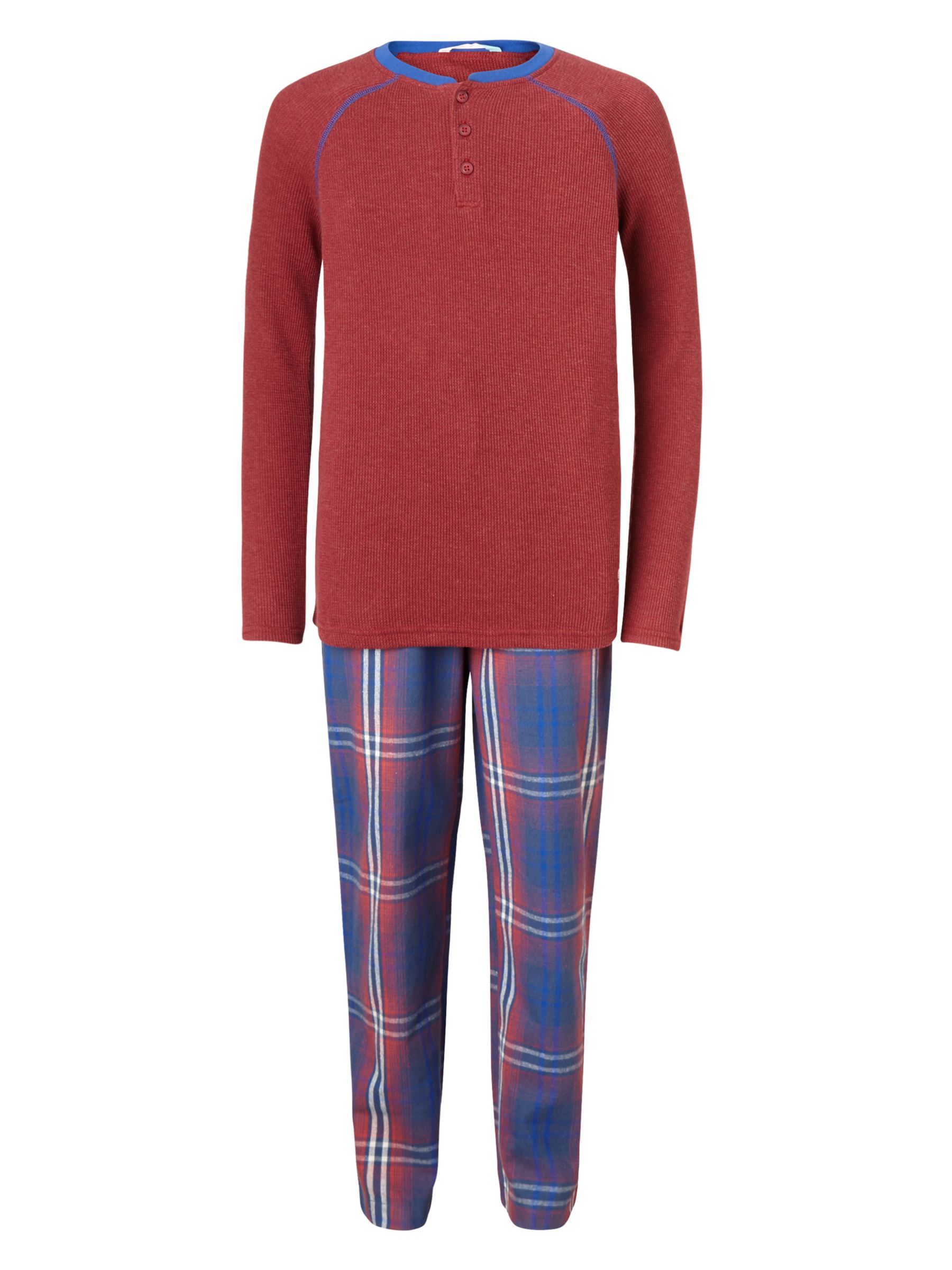 John Lewis & Partners Children's Check Print Pyjamas, Burgundy/Blue