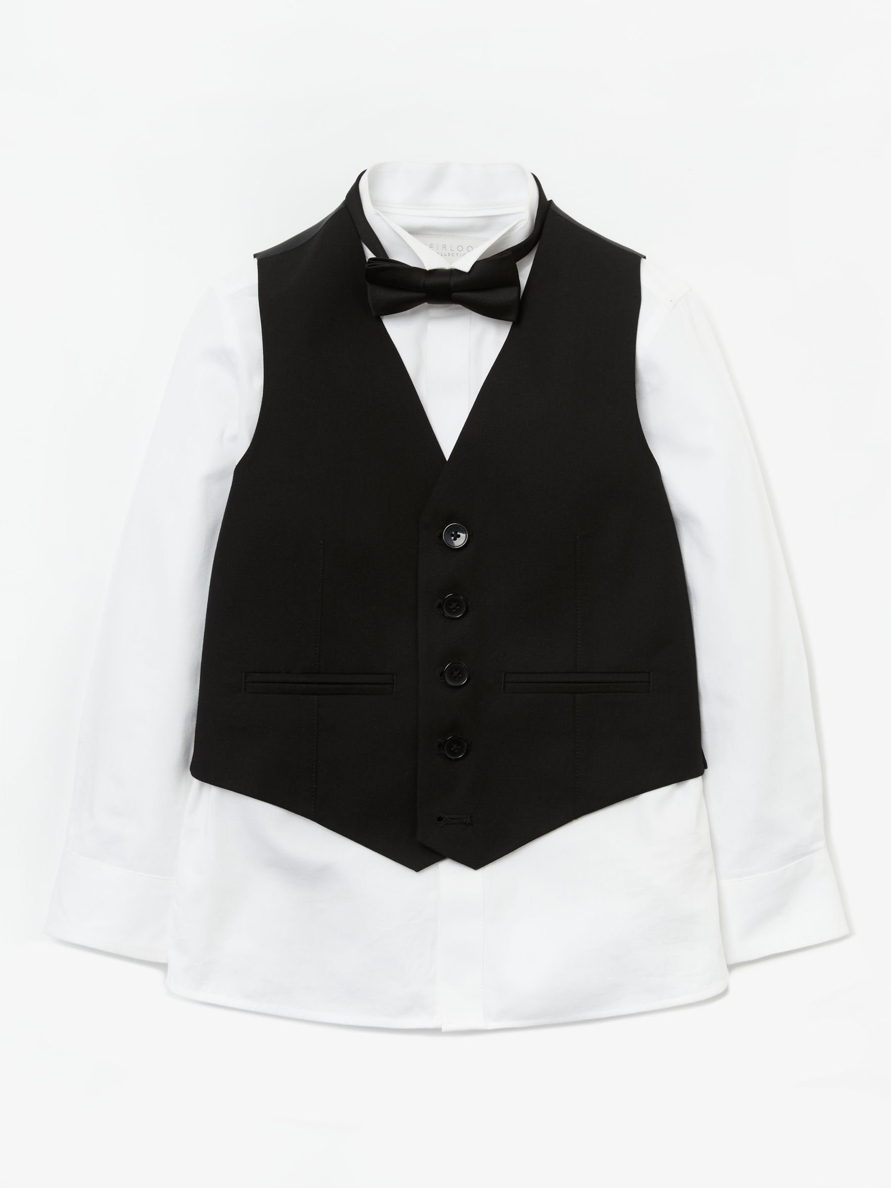 John Lewis & Partners Heirloom Collection Boys' Waistcoat, Bow Tie And Shirt Set, Black