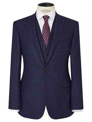 Richard James Mayfair Speckled Wool Flannel Slim Suit Jacket, Cobalt Blue