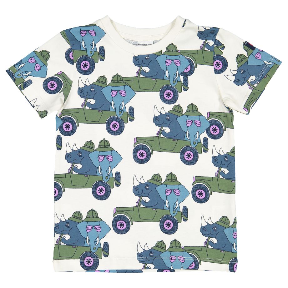 Polarn O. Pyret Children's Safari Print T-Shirt, Cream