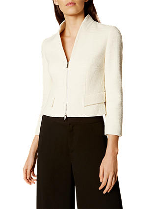 Karen Millen Tweed Zip Jacket, Ivory