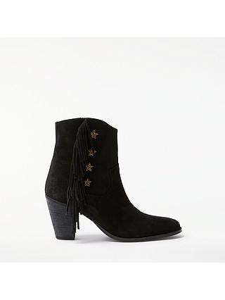 AND/OR Taryn Star Fringed Ankle Boots, Black Suede