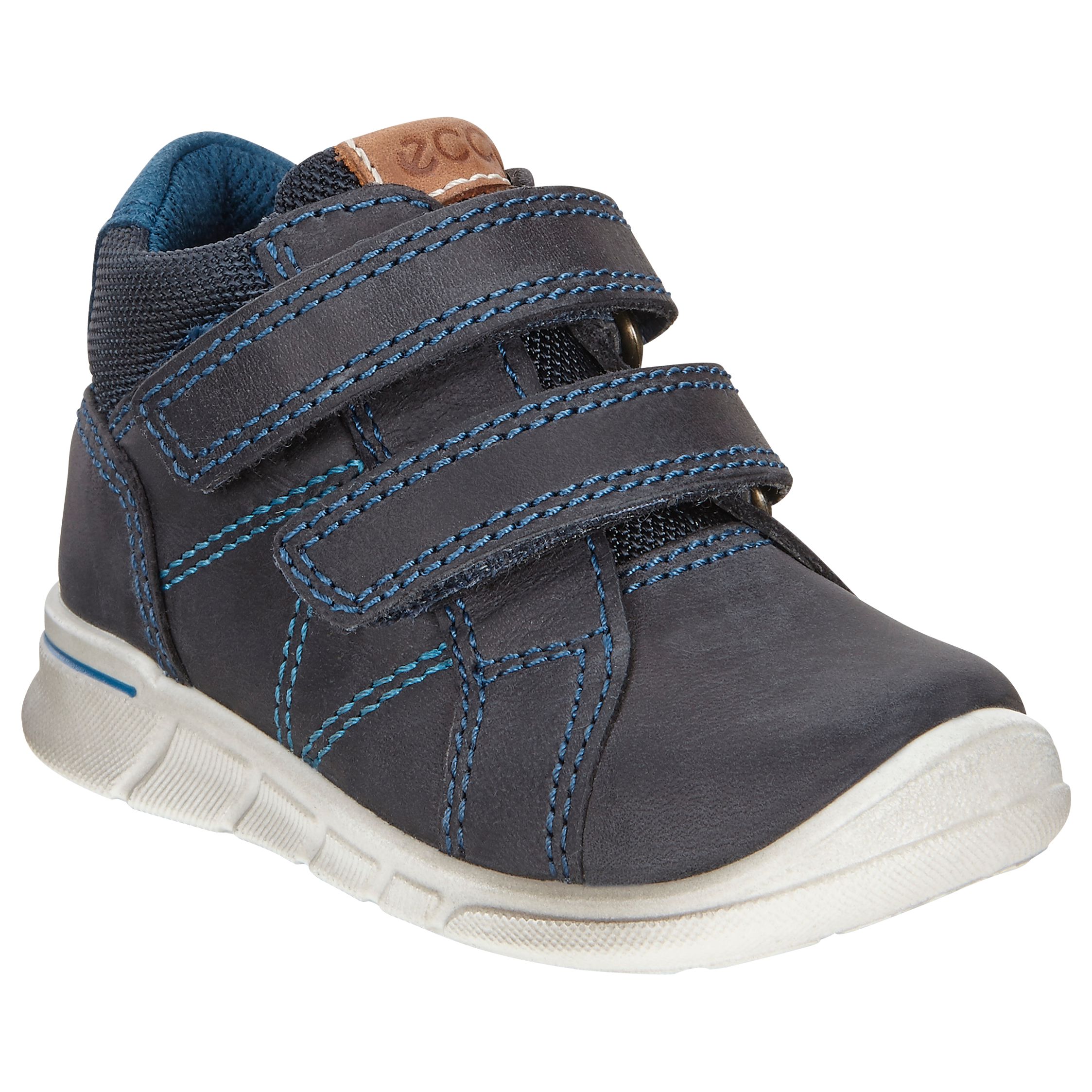 ECCO Children's Leather Riptape Logo First Shoes, Marine