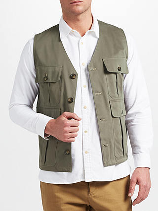 JOHN LEWIS & Co. Made in Manchester Cotton Workwear Waistcoat, Green