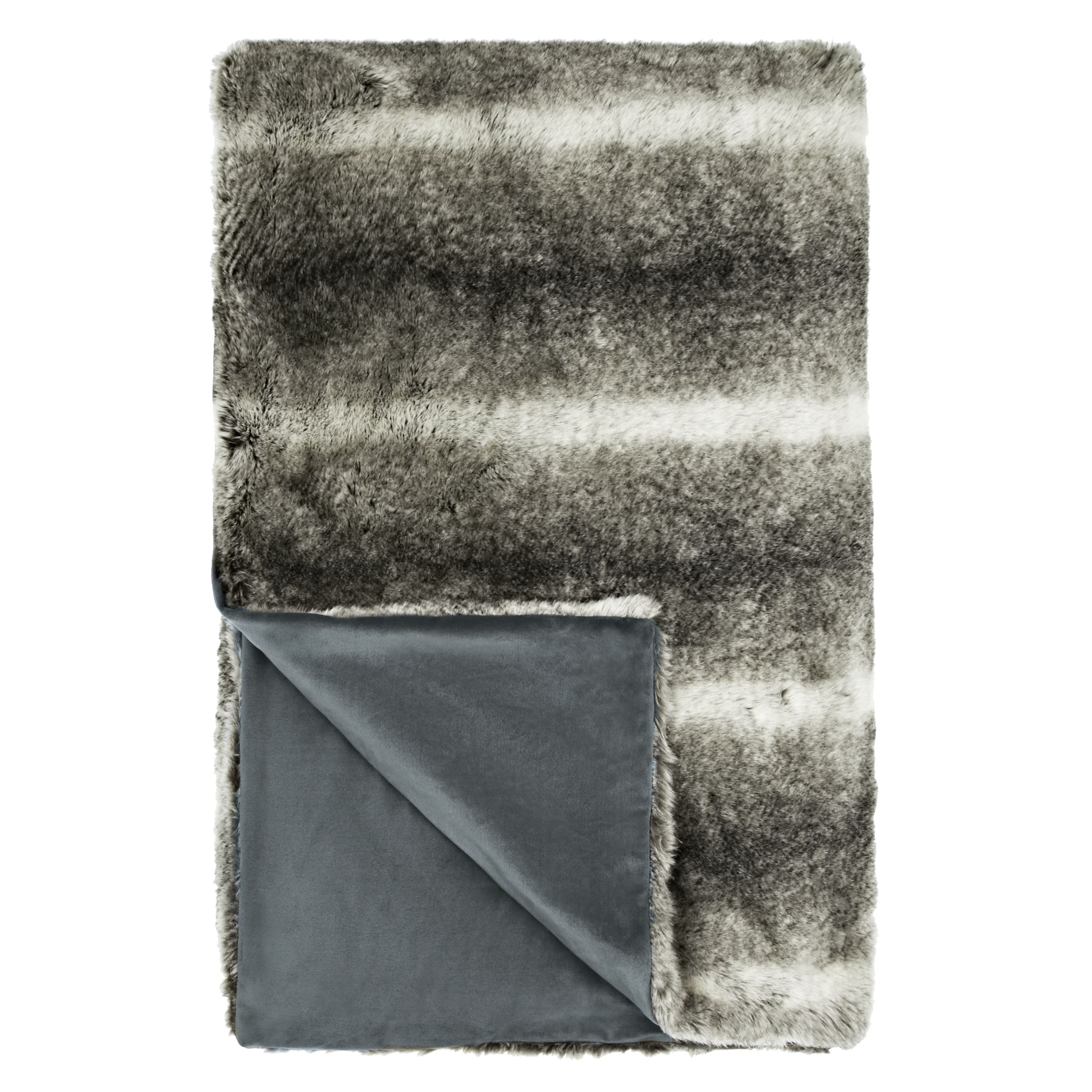John Lewis & Partners Faux Fur Throw, Grey