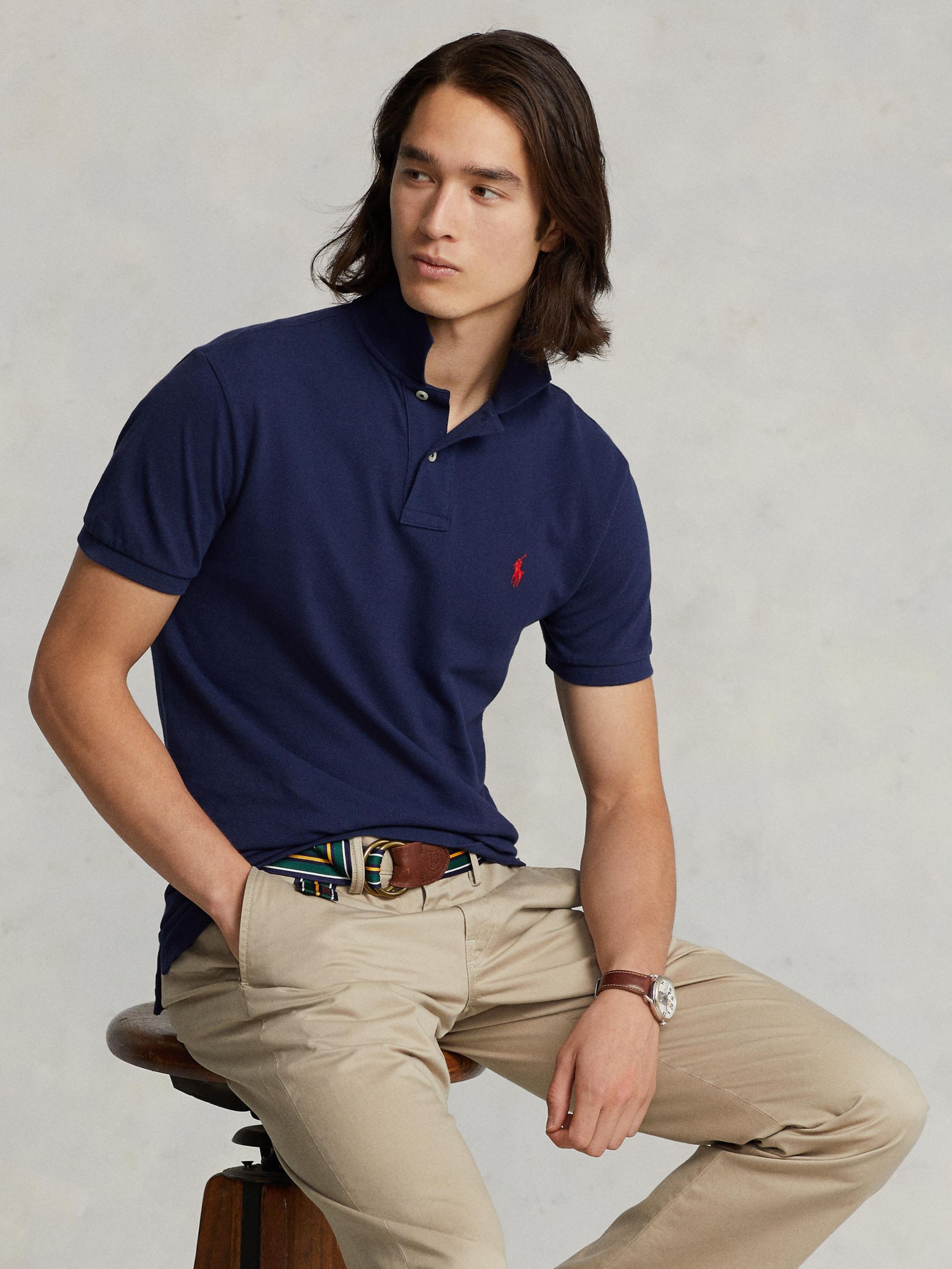 Tommy Hilfiger Mens Polo Shirt Custom Fit Short Sleeve Mesh Graphic Logo New