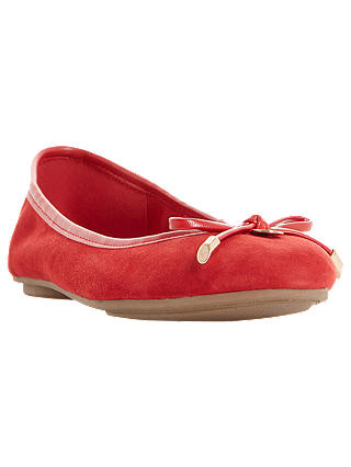 Dune Hype Bow Ballet Pumps, Red Suede