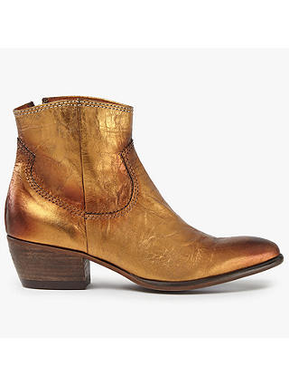 AND/OR Oro Western Ankle Boots, Gold Leather