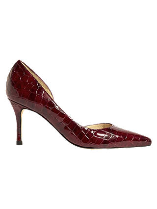 Karen Millen Croc Stiletto Heeled Court Shoes, Dark Red