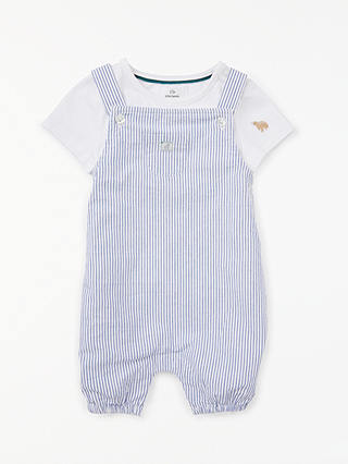 John Lewis & Partners Baby Layette Stripe Romper Set, Blue