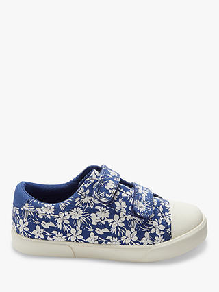 John Lewis & Partners Children's Ellie Floral Riptape Shoes, Blue