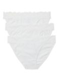 John Lewis ANYDAY Lace Trim Tanga Knickers, Pack of 3, White