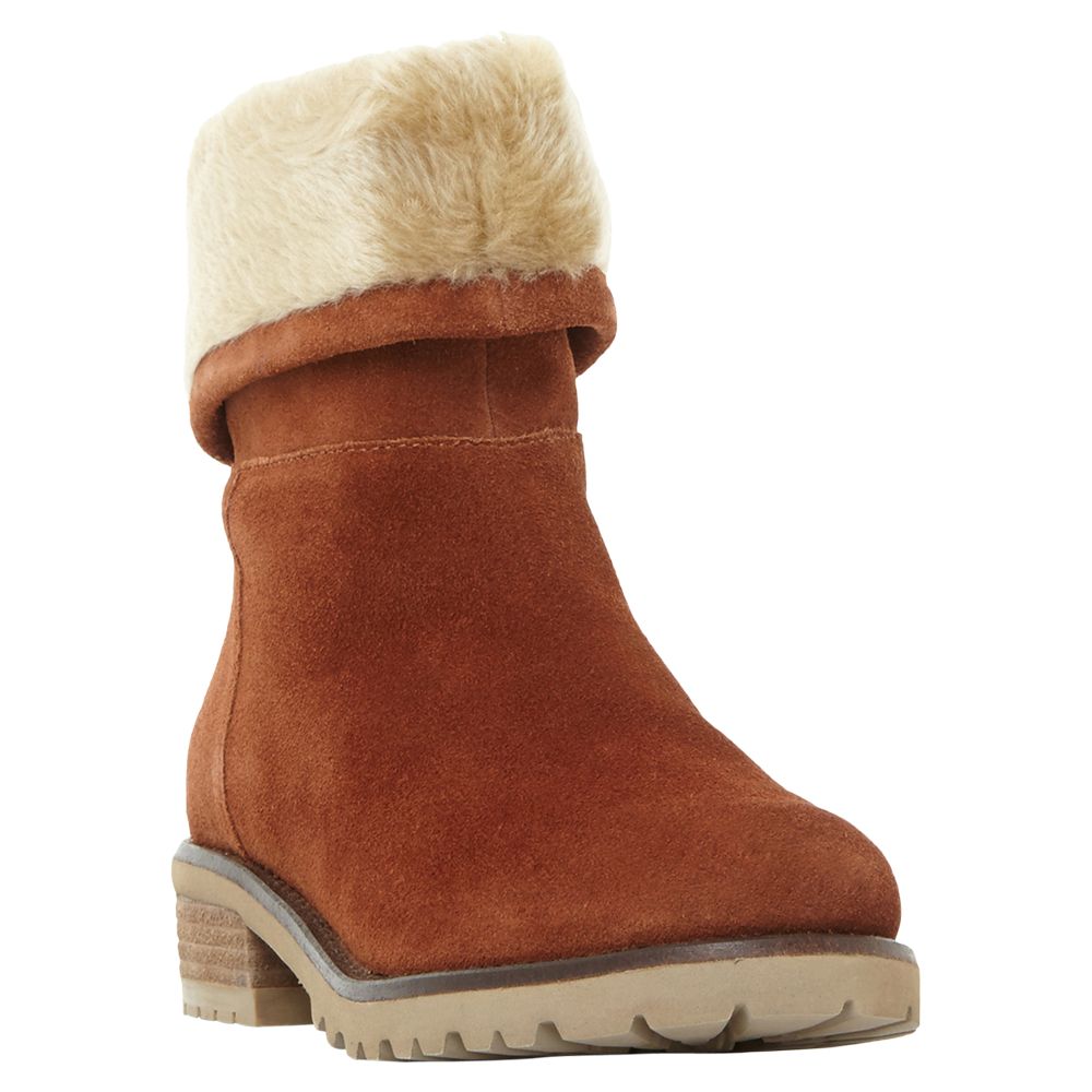 Steve Madden Driller Faux Fur Cuff Ankle Boots, Tan Suede