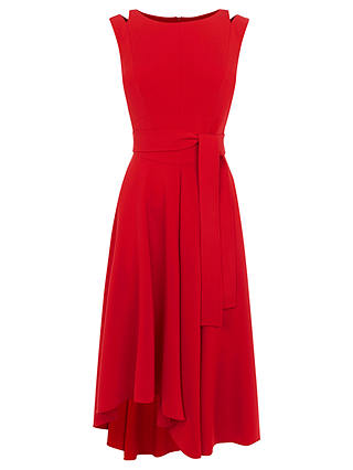 Karen Millen Tie Belt Fluid Midi Dress, Red