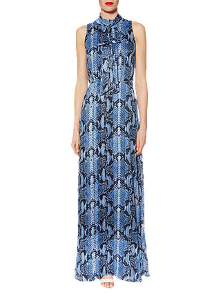 Gina Bacconi Delilah Snake Print Maxi Dress, Blue