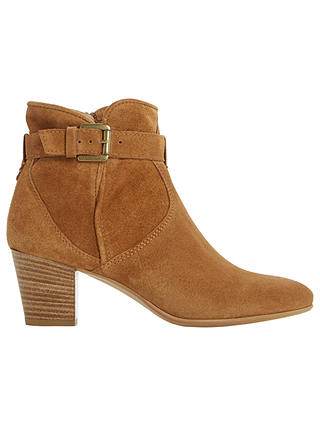 Dune Black Portsmouth Block Heel Ankle Boots, Tan Suede