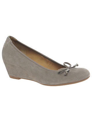Gabor Alvin Concealed Wedge Heel Court Shoes, Taupe Suede