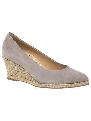 Gabor Paisley Wedge Heeled Court Shoes, Beige Suede